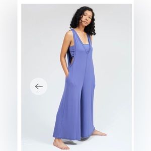 IMBODHI Ribbed Harbor Blue Jumpsuit (size L) and bandeau top (size XL)